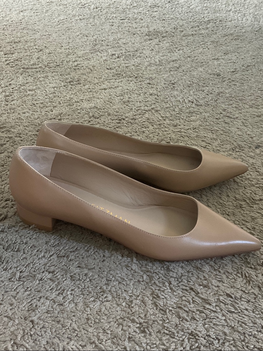 Stuart Weitzman Pointed Toe Flats in Beige